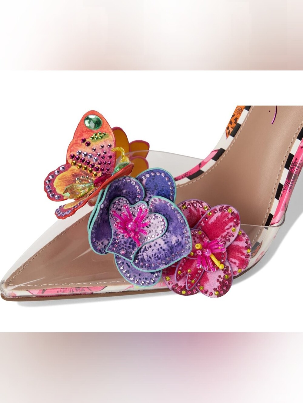 Betsey Johnson Chelsie 3D Floral Sandal Sculpted Block Heel Pointed Toe 9.5 - Picture 5 of 7